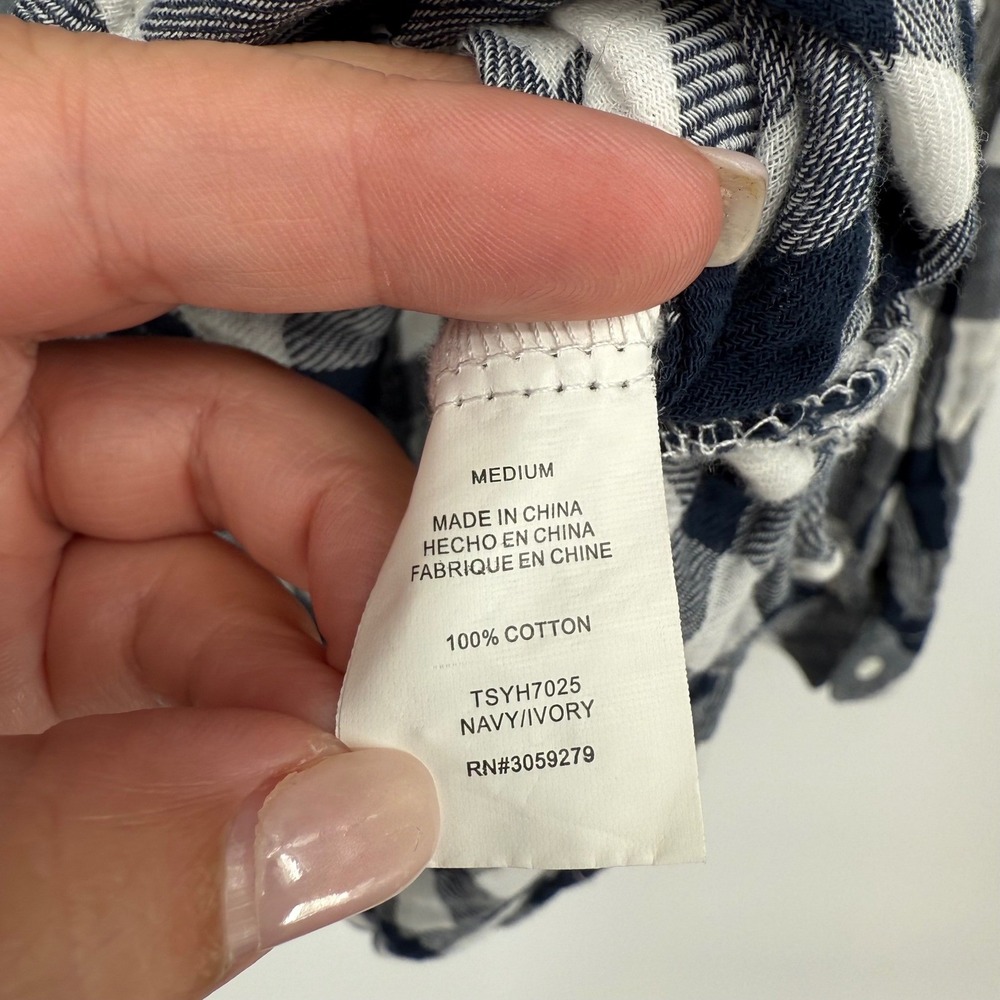 Thread & Supply Plaid Flannel Shirt Button Down Long Sleeve Navy Ivory M - Picture 5 of 8